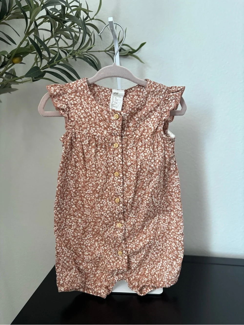 H&M Floral Button-Front Baby Romper